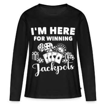 Jeu de casino - T-shirt manches longues Premium bio Femme - noir - Devant - Julia (174cm)