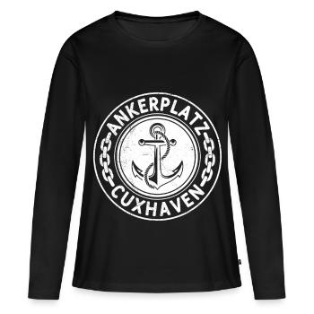Vacances en mer du Nord à CUXHAVEN ANCHORAGE Plaisir - T-shirt manches longues Premium bio Femme - noir - Devant - Julia (174cm)