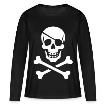 Conception croisée crâne et os - T-shirt manches longues Premium bio Femme - noir - Devant - Julia (174cm)