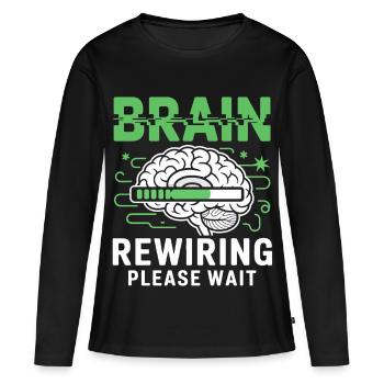 Redémarrage du cerveau Veuillez patienter - T-shirt manches longues Premium bio Femme - noir - Devant - Julia (174cm)