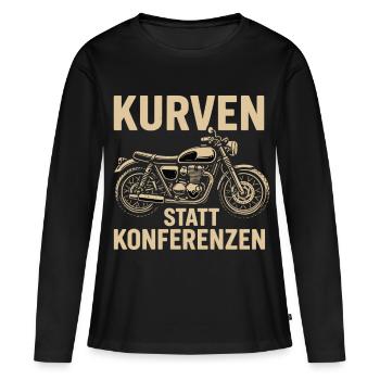 Courbes au lieu de conférences, cadeau motard - T-shirt manches longues Premium bio Femme - noir - Devant - Julia (174cm)