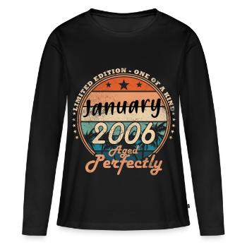 20e anniversaire Original janvier Volume 2006 - T-shirt manches longues Premium bio Femme - noir - Devant - Julia (174cm)