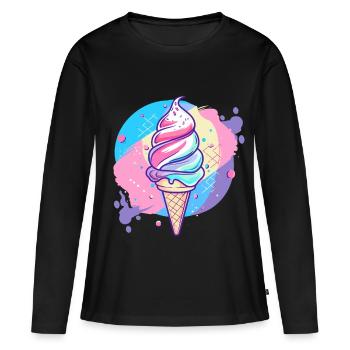 eiscreme - Women's Premium Organic Long Sleeve Shirt - black - Front - Julia (174cm)