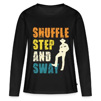 Pas et balancement en mode shuffle - T-shirt manches longues Premium bio Femme - noir - Devant - Julia (174cm)