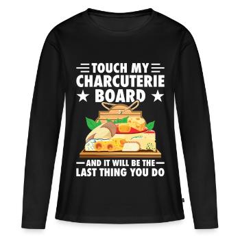 Plateau de charcuterie avec couvercle fromage et charcuterie - T-shirt manches longues Premium bio Femme - noir - Devant - Julia (174cm)
