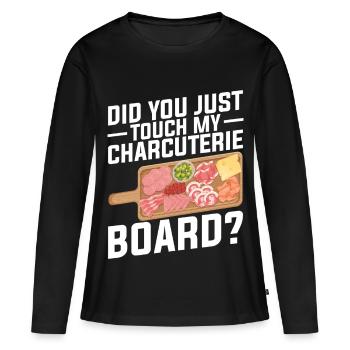 Tableau d’artiste charcuterie avec couvercle de couverture fromage - T-shirt manches longues Premium bio Femme - noir - Devant - Julia (174cm)