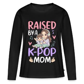 Raised By A K-Pop Mom - Frauen Premium Bio Langarmshirt - Schwarz - Vorne - Julia (174cm)