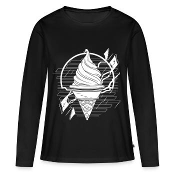 Softeis Zeichnung - Frauen Premium Bio Langarmshirt - Schwarz - Vorne - Julia (174cm)