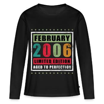 Février 2006 Jubilé février 2006 Février - T-shirt manches longues Premium bio Femme - noir - Devant - Julia (174cm)