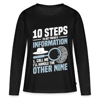 Détective privé Titulaire d’un badge d’uniforme Privé - T-shirt manches longues Premium bio Femme - noir - Devant - Julia (174cm)