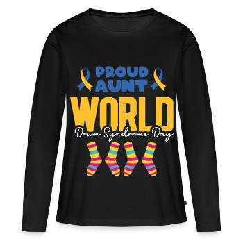Proud Aunt World Design de Chaussettes pour la Journée de la Trisomie 21 - T-shirt manches longues Premium bio Femme - noir - Devant - Julia (174cm)