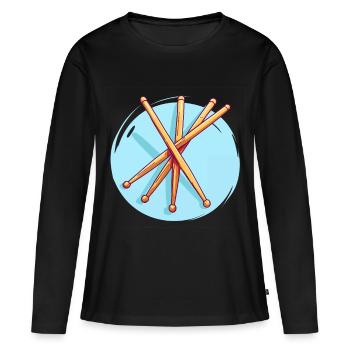 Drumsticks Drawing - Women's Premium Organic Long Sleeve Shirt - black - Front - Julia (174cm)