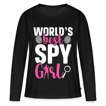 Uniforme de détective privée pour femmes Privé - T-shirt manches longues Premium bio Femme - noir - Devant - Julia (174cm)