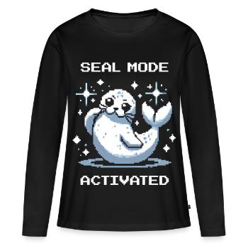 Seal mode on | Robbe Mood - Women's Premium Organic Long Sleeve Shirt - black - Front - Julia (174cm)