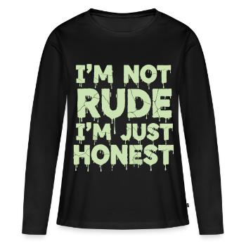 Je ne suis pas impoli, je suis juste honnête - T-shirt manches longues Premium bio Femme - noir - Devant - Julia (174cm)