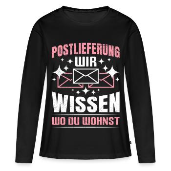 Postboten POSTLIFERUNG WIR WISSEN WO DU WOHNST - Frauen Premium Bio Langarmshirt - Schwarz - Vorne - Julia (174cm)