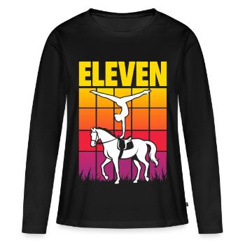 Eleven Equestrian Vaulting Voltigieren - Frauen Premium Bio Langarmshirt - Schwarz - Vorne - Julia (174cm)