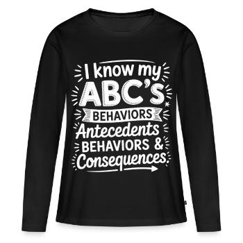 Comportement ABC : causes, comportements, conséquences - T-shirt manches longues Premium bio Femme - noir - Devant - Julia (174cm)