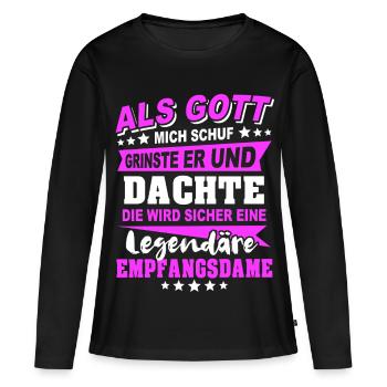 Dictons des réceptionnistes - T-shirt manches longues Premium bio Femme - noir - Devant - Julia (174cm)