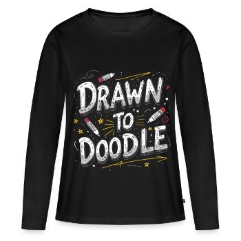 Gribouillis Dessins Dessins Dessin à Gribouillis - T-shirt manches longues Premium bio Femme - noir - Devant - Julia (174cm)