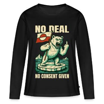 Pas d’accord, pas de consentement, chemise du Groenland - T-shirt manches longues Premium bio Femme - noir - Devant - Julia (174cm)