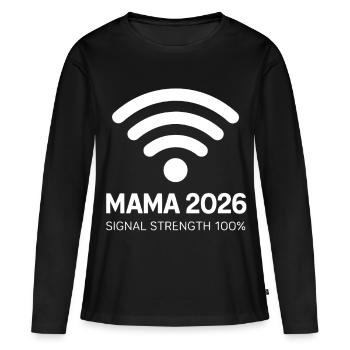 Maman 2026 à 100 % - T-shirt manches longues Premium bio Femme - noir - Devant - Julia (174cm)