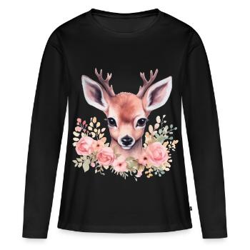 Motif traditionnel de cerf et de biche pour costumes féminins – Traditionnel - T-shirt manches longues Premium bio Femme - noir - Devant - Julia (174cm)