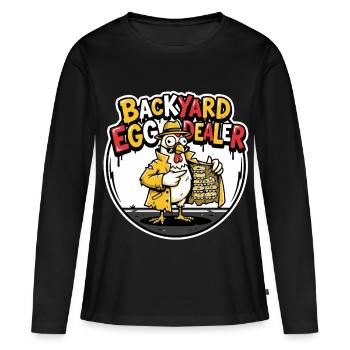 Backyard Egg Dealer Humor Design - Women's Premium Organic Long Sleeve Shirt - black - Front - Julia (174cm)