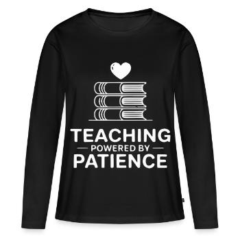 Enseigner par la patience - T-shirt manches longues Premium bio Femme - noir - Devant - Julia (174cm)