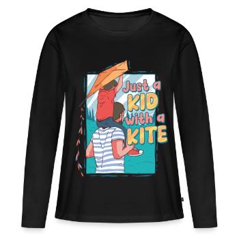 Cerf-volant volant - T-shirt manches longues Premium bio Femme - noir - Devant - Julia (174cm)