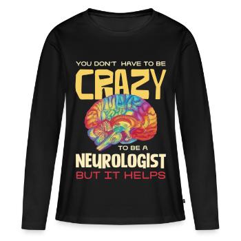 Fou, mais utile : l’humour des neurologues - T-shirt manches longues Premium bio Femme - noir - Devant - Julia (174cm)
