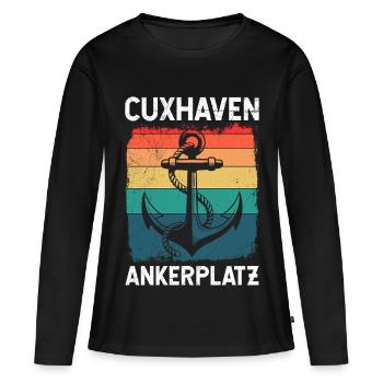 Vacances en mer du Nord à CUXHAVEN ANCHORAGE Plaisir - T-shirt manches longues Premium bio Femme - noir - Devant - Julia (174cm)