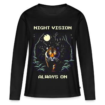 Vision nocturne toujours activée | Faune nocturne des tigres - T-shirt manches longues Premium bio Femme - noir - Devant - Julia (174cm)