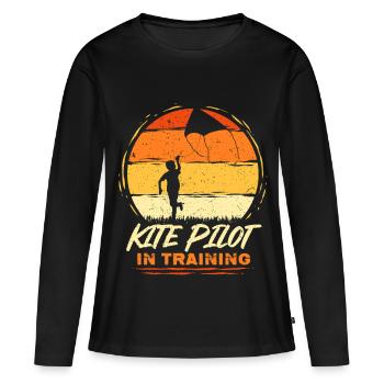Kite Kite Flying Kite Pilot In Training - Women's Premium Organic Long Sleeve Shirt - black - Front - Julia (174cm)