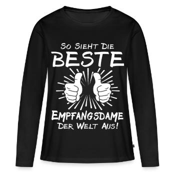Réceptionniste - T-shirt manches longues Premium bio Femme - noir - Devant - Julia (174cm)