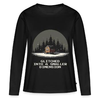 Kleinere Dimension geglitcht | Mikrohaus - Frauen Premium Bio Langarmshirt - Schwarz - Vorne - Julia (174cm)