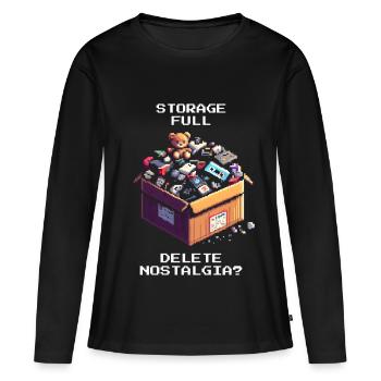Mémoire pleine : Effacer la nostalgie ? | Désencombrer - T-shirt manches longues Premium bio Femme - noir - Devant - Julia (174cm)