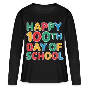 Hundertster Schultag Jubel - Frauen Premium Bio Langarmshirt - Schwarz - Vorne - Julia (174cm)