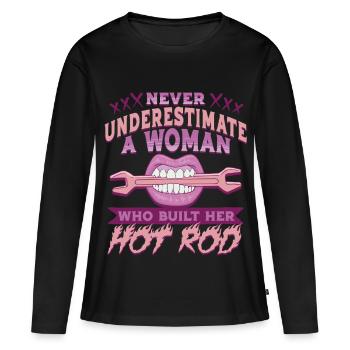 Femmes Sammler Oldtimer avec Hot Rod - T-shirt manches longues Premium bio Femme - noir - Devant - Julia (174cm)