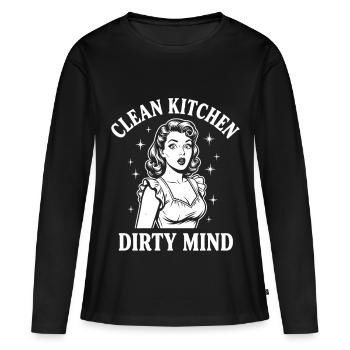 Vraie provocation Pin-up coquine - T-shirt manches longues Premium bio Femme - noir - Devant - Julia (174cm)