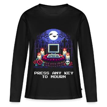 N’importe quelle clé pour faire le deuil | Humour de croque-mort - T-shirt manches longues Premium bio Femme - noir - Devant - Julia (174cm)