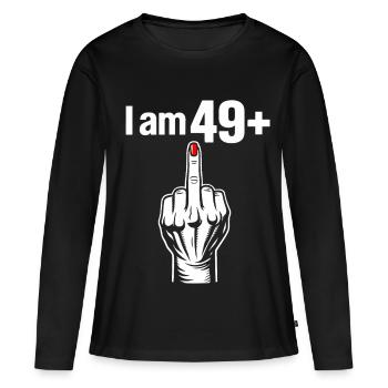 J’ai 49+ - T-shirt manches longues Premium bio Femme - noir - Devant - Julia (174cm)