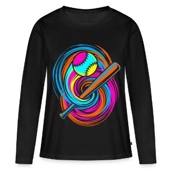 Batte de baseball et balle - T-shirt manches longues Premium bio Femme - noir - Devant - Julia (174cm)