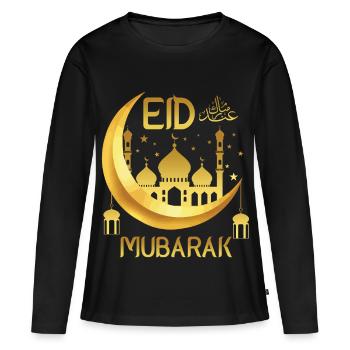Aïd Moubarak Joyeux Ramadan Allah Fête islamique - T-shirt manches longues Premium bio Femme - noir - Devant - Julia (174cm)