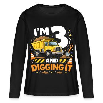 Ich bin 3 und grabe es - Frauen Premium Bio Langarmshirt - Schwarz - Vorne - Julia (174cm)