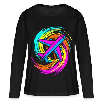 avion - T-shirt manches longues Premium bio Femme - noir - Devant - Julia (174cm)