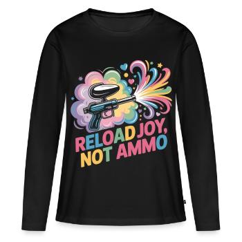 Paintball Fun T-shirt Recharger Joie Pas Munitions - T-shirt manches longues Premium bio Femme - noir - Devant - Julia (174cm)