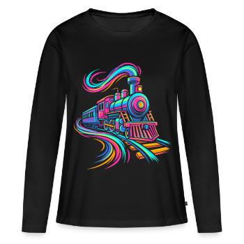 Locomotive à vapeur - T-shirt manches longues Premium bio Femme - noir - Devant - Julia (174cm)