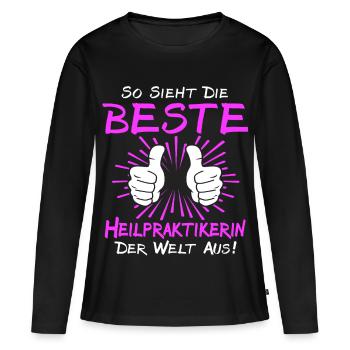 Naturopath Gift - Women's Premium Organic Long Sleeve Shirt - black - Front - Julia (174cm)