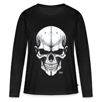 Crâne blanc monochrome - T-shirt manches longues Premium bio Femme - noir - Devant - Julia (174cm)